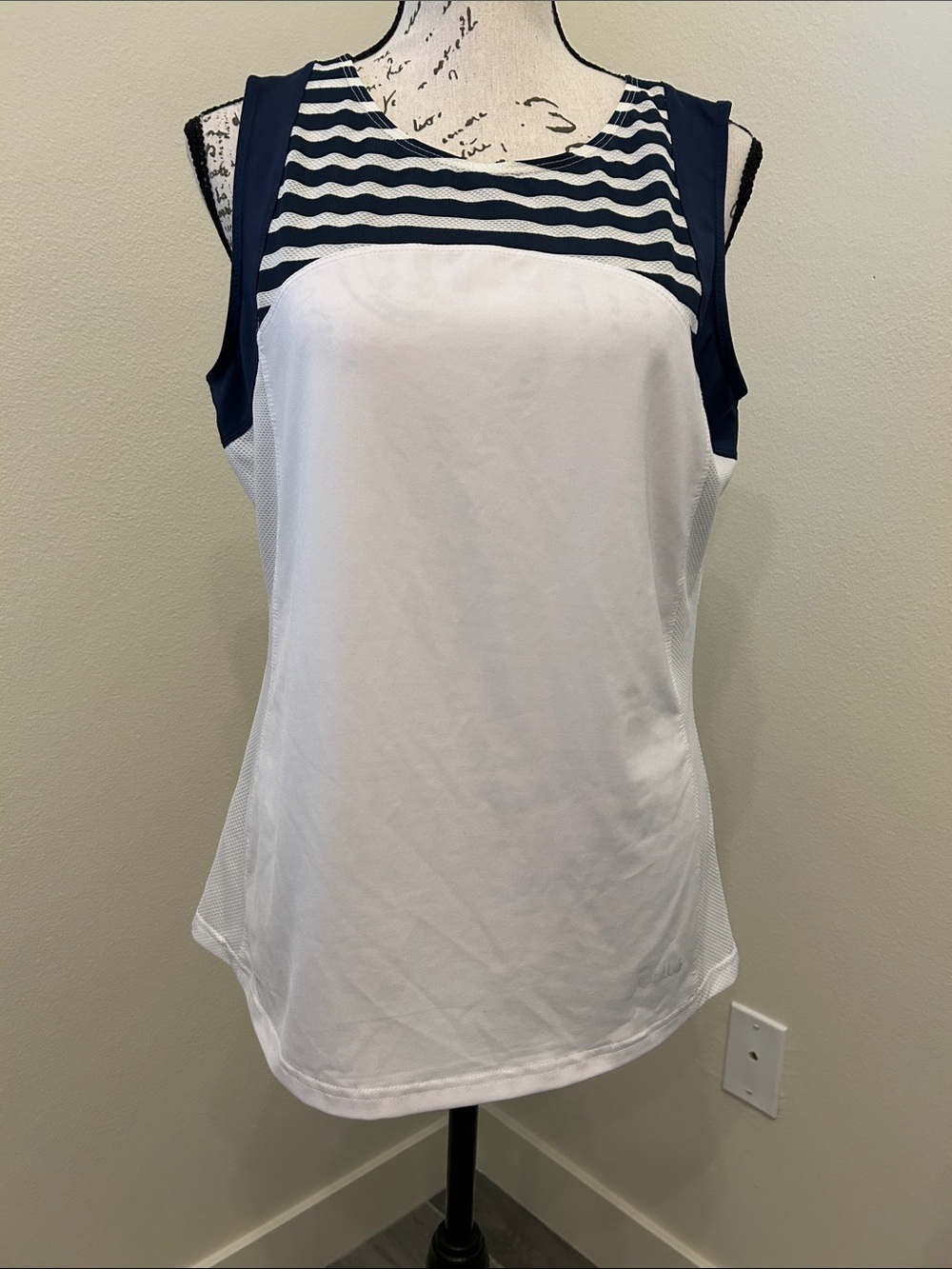 Bolle Navy & White Striped Yoke Performance Tank Top